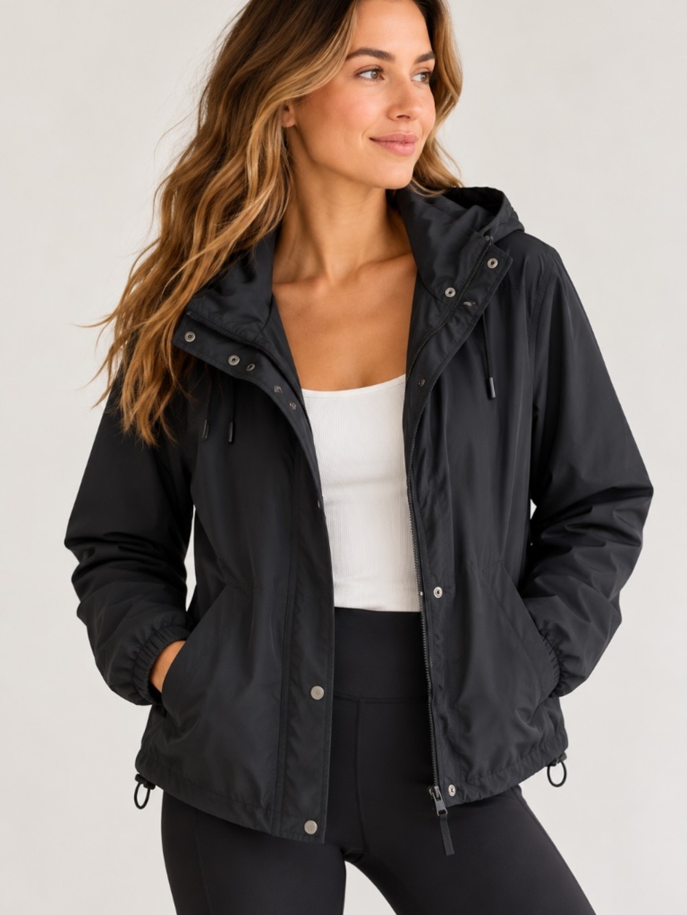 Mondetta Outdoor Project Black Hooded Windbreaker Jacket Size M